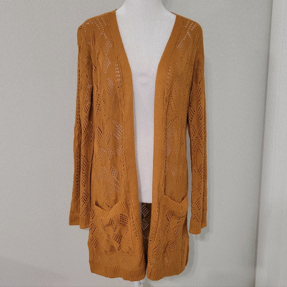 Market & Spruce Women Open Knit Cardigan Sweater Small Lightweight Spring Office
